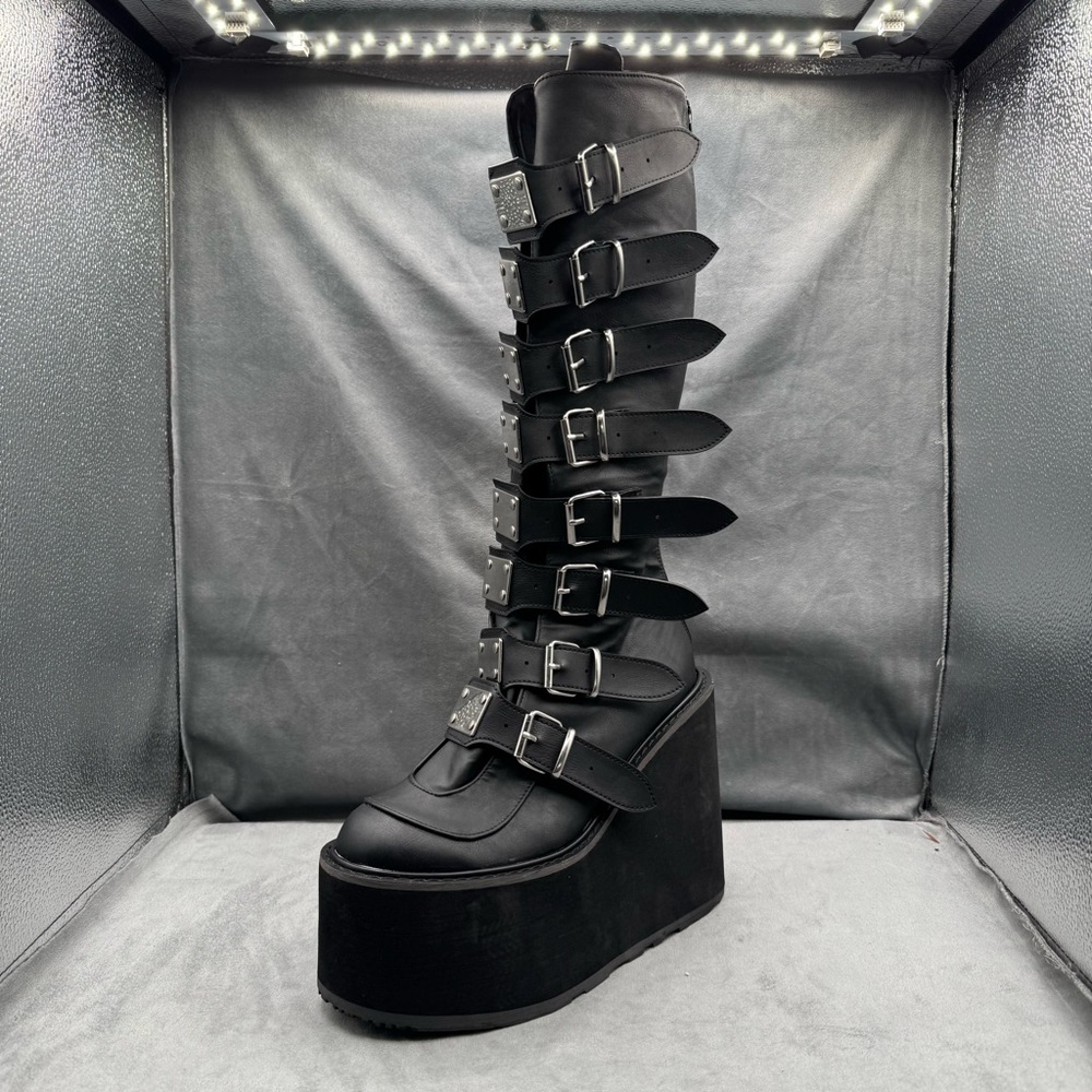 Demonia Swing-815 Knee High Platform Wedge Boots … - image 5